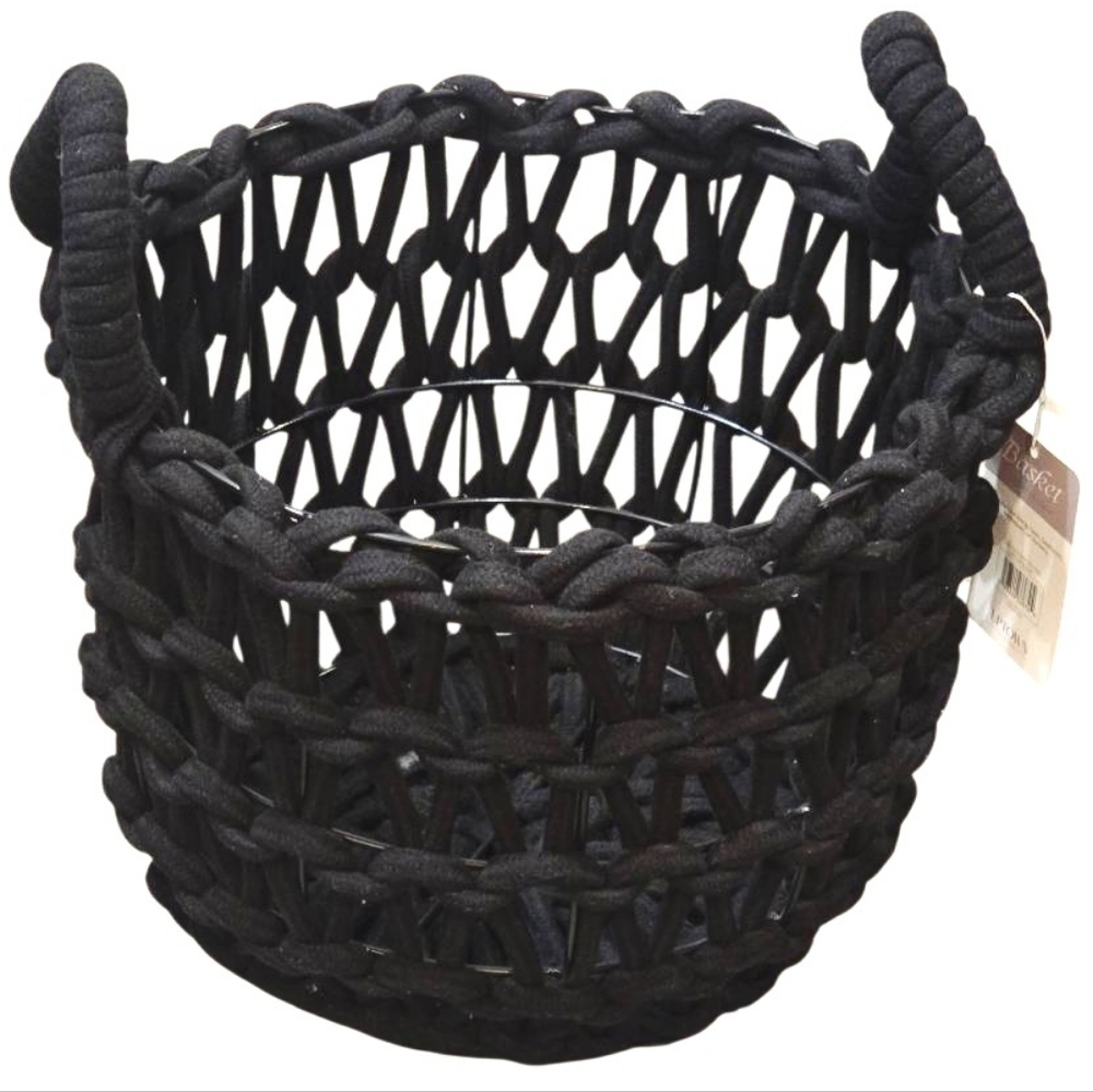 Urban Living Braided Rope Decorative Storage Basket - Black